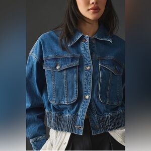 Anthropologie Pilcro Denim Bomber Jean Jacket Women's Size M